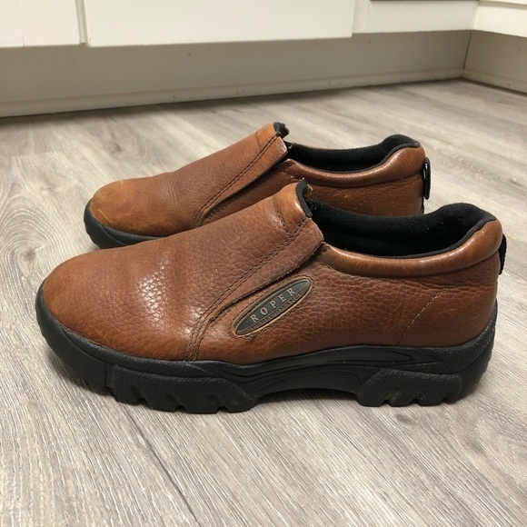 Roper Men’s Size 8.5 Leather Slip On Shoes Brown - Picture 2 of 7